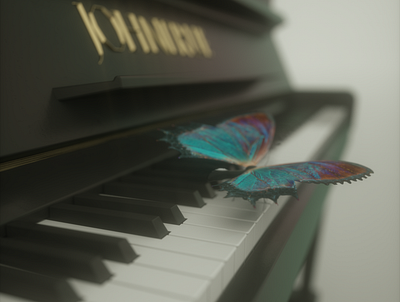 Vol - 2 Cover Art album art branding butterfly cgi cinema4d cover art design digital music piano render surreal