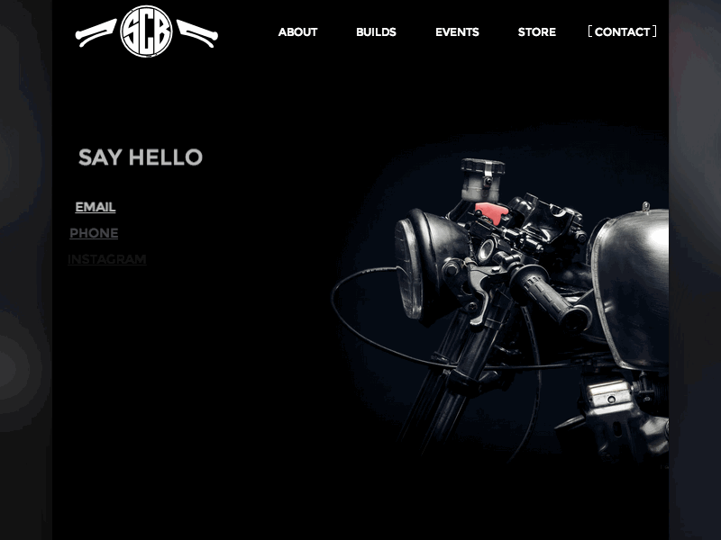 Contact Page animated cafe racer contact page design gif links motorcycle page social web web design