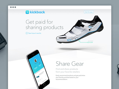 App Landing Page gear shoe shopping sports equipment app ui