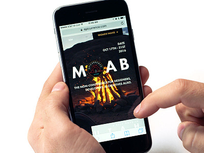 Mobile Moab badges camping epic epicurrence fire form landing motion website