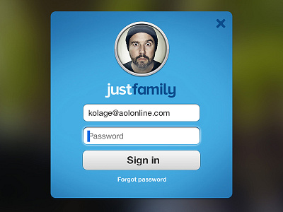 Sign In Form Concept app blue form in log login sign sign in ui web app