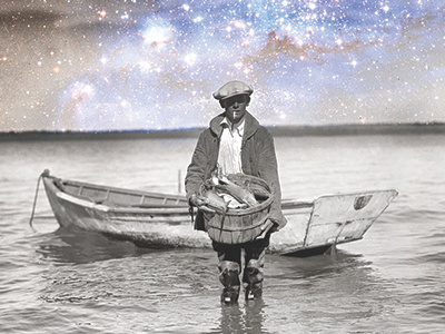 Teach A Man To Fish backgrounds classic photography design digital collage fisherman graphic design space universe