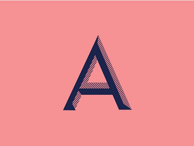 'A' a blue futura icon logo pink type typography