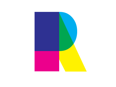 R branding cmyk colors logo r type typography