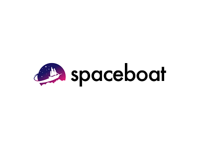 Spaceboat Lockup boat galleon gradient logo pirate ship ship space spaceboat stars vector