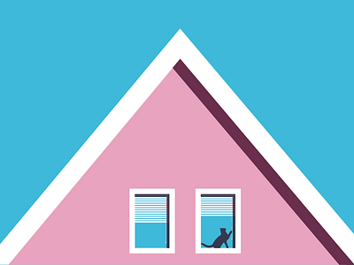 Mundane Pleasures blue cat clean home house modern pink vector