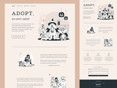 The Pet Rescue and Care website UI
