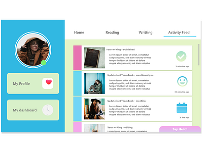Daily UI: Activity Feed #047 @activity @app @book @challenge @daily ui @feed @idea @webdesign @writers design ui ux web