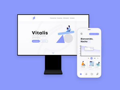 Vitalis website and app app branding design flat illustration minimal ui vector web website