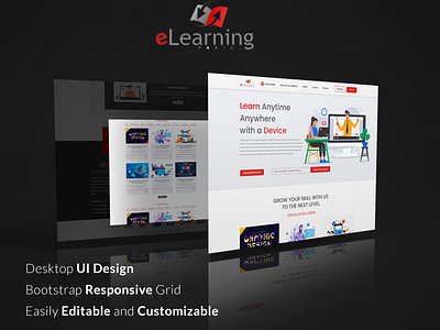 E-Learning Landing Page branding design elearning landing page minimal ui ui design uiux user interface ux ux design website