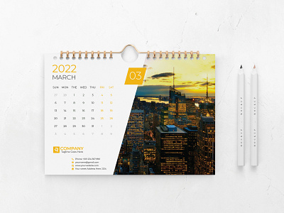 Desk Calendar 2022, Calendar template , Week Starts on Sunday desk modern month