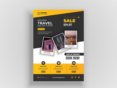 Modern Creative Travel Tour Flyer Template with clean design company flyer