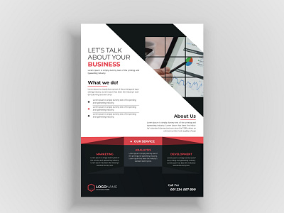 One Page Professional Business Flyer template with clean design advertising