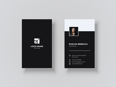 Minimalist Corporate vertical dark business card template creative