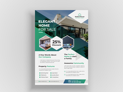 Creative and Modern clean real estate flyer template advertising