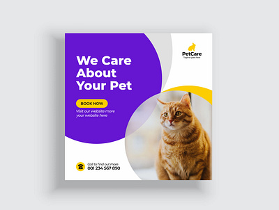 Pet care service promotional social media or web banner template poster