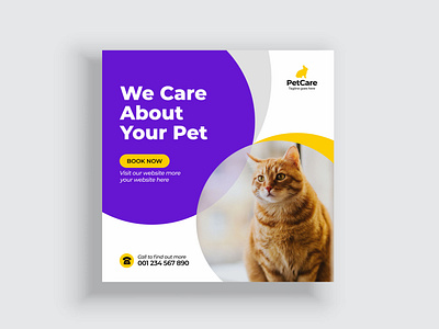 Pet care service promotional social media or web banner template