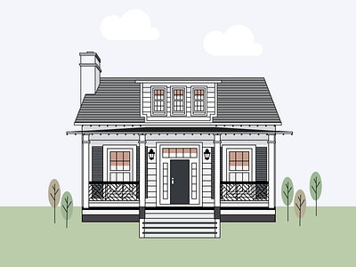 American Home graphics house illustration