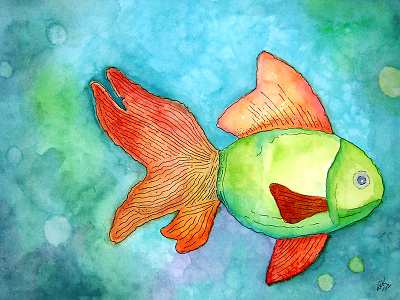 Fishy est fini! art projects fish watercolor