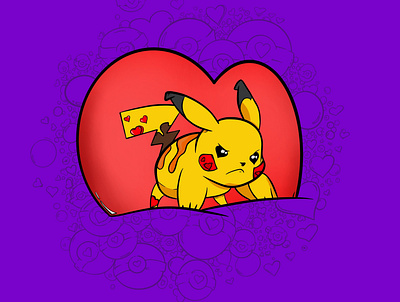 Pikachu four artist artwork hearts illustration pikachu pokemon purple red yellow