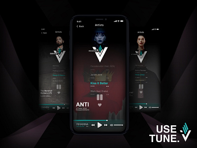 ''TUNE'' MUSIC EXPERIENCE adobe adobexd app app design application graphicdesign music ui uidesigner ux uxdesign xd animation xd ui kit