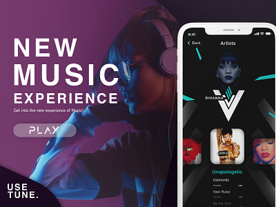 Tune! Music App adobe adobe xd adobephotoshop adobexd advertising app design application design application ui graphic graphicdesign photoshop ui ux ui design uidesign uiux xd design xd ui kit