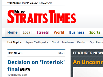 New Straits Times web design