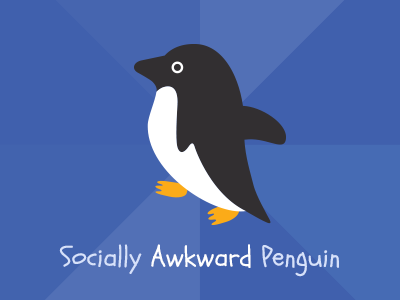 I'm socially awkward! cartoon meme penguin