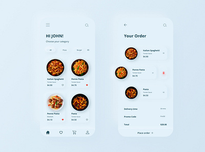 Food Mobile App Design app app design cards cart concept concept design design food food app mobile app neumorph neumorphic neumorphic design neumorphism skeumorphism ui ux