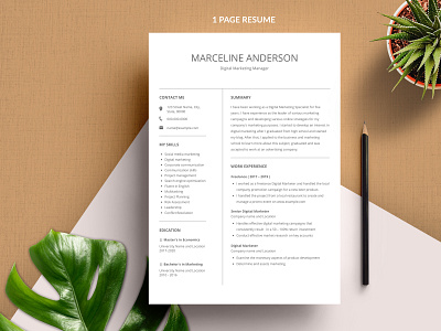 Minimal Resume for Marketing Manager