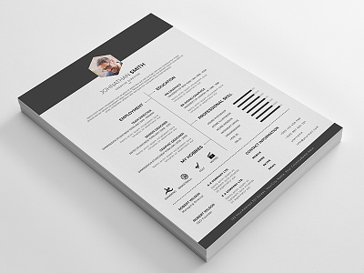 Clean/Resume + Business Card a4 bio data business card classic resume cover letter curriculum vita cv diy template easy edit fresh and clean gray job
