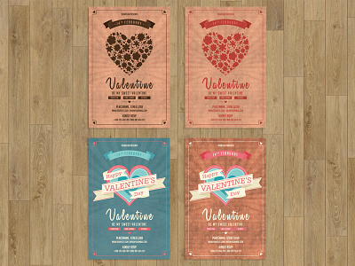 Retro Valentine's Day Flyer invitation love paper party flyer party intivation printable invitation psd retro romantice valentine valentines day vintage