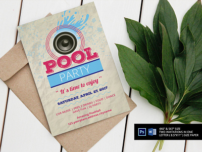 Pool Party Invitation/Flyer beach party clean flyer creative desing creative flyer dance party dj party fun party minimal flyer music party pool party water party