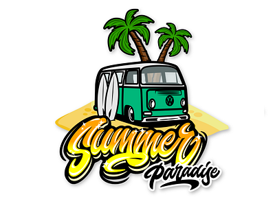 SUMMER PARADISE apparel brand apparel design badge design brand design brand identity branding clothing design clothing line illustraion illustrations lettering design logotype merchandise merchandise design summer summer vibes tshirt design tshirt illustration