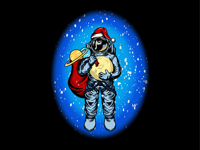 astro claus apparel design astronaut christmas christmas design clothing design gift illustration merchandise santaclaus snow