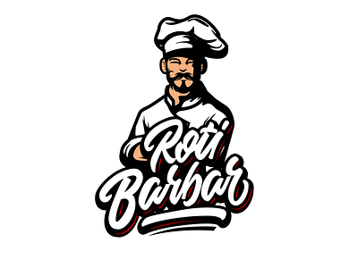 ROTI BARBAR ILLUSTRATION DESIGN apparel design apparel logo brandidentity branding cake logo chef logo clothing design illustration lettering design lettering logo logo brand logo food logotype