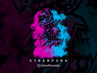 CYBERPUNK ILLUSTRATION DESIGN apparel design brand identity branding design clothing design cyberpunk cyberpunk 2077 illustration merchandise robot illustration tshirt design