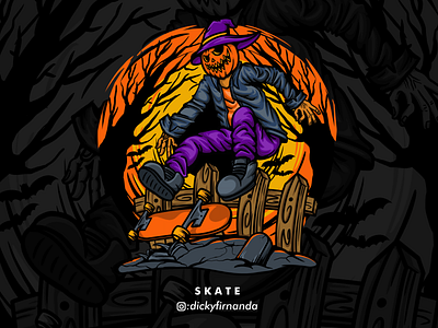 HALLOWEEN SKATE artwork dark illustration halloween halloween artwork halloween illustration oldskull skate skate illustration skate skull skateboard