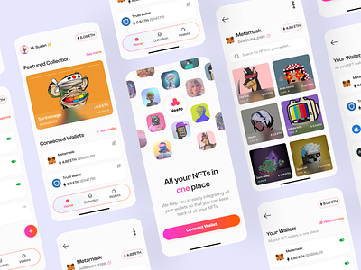 Neeto- NFT aggregator 3d art blockchain design digital art explore figma marketplace mobile app multi wallet nft nft aggregator nft marketplace ui ux wallet web 3