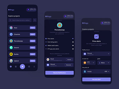 Notification mobile app for dApps
