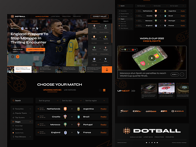 Football Prediction Market blockchain crypto defi design digital assets explore figma football highlights landing page latest news live odds market match fixtures match results prediction sports ui ux world cup