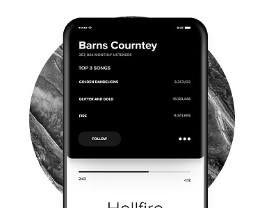 User Profile - Music Player App UI Concept app app design clean concept interaction design ios11 iphonex minimal music player ui ux