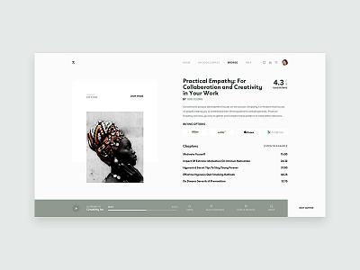 Audibook Inner Page - UI Concept clean ecommerce landing marketing minimal pallete product responsive ui ux web design website