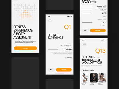Fitness Tracking App UI - Onboarding app clean design fitness fitness app fitness center gym gym app interactive interface marketing minimal product simple typography ui uix ux workout workout tracker