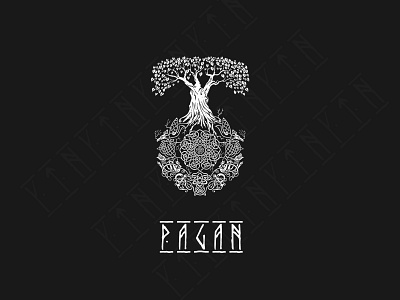 Pagan-yggdrasil-vodmark branding design illustration logo social typography