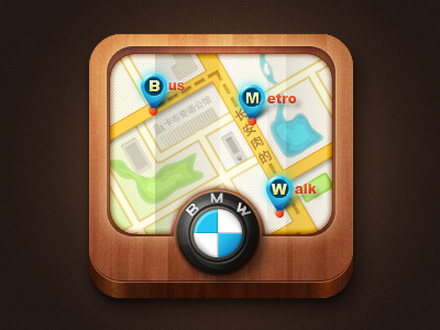 BMW Map bmw icon map ui wood