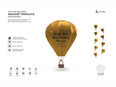 Hot Air Balloon Mockup Template Bundle