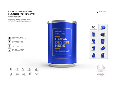 Aluminium Food Can Packaging Mockup Set 3d branding canned container design empty food glossy illustration isolated mockup object pack package packaging polythene product shiny snack template