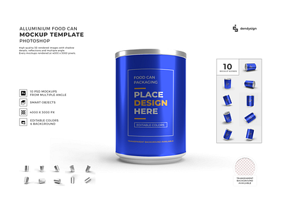 Aluminium Food Can Packaging Mockup Set