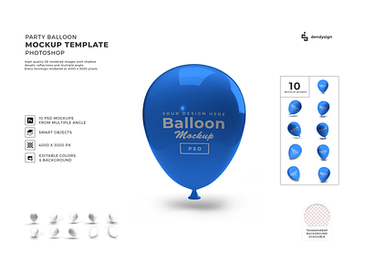 Party Balloon 3D Mockup Template Bundle